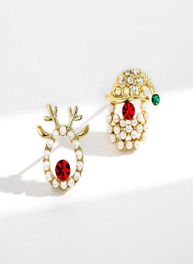 Cicod Christmas Earrings for Women,Sparkling Rhinestone Xmas Earrings Santa Hat Elk Stud Earrings Xmas Holiday Earring Christmas Jewelry Stocking Stuffers for Women - Image 2